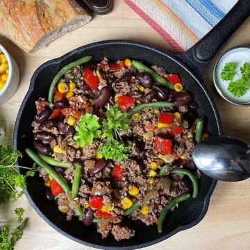 bunte hackfleisch pfanne - rezept - die frau am grill