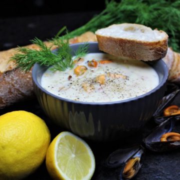 clam chowder mit baguette