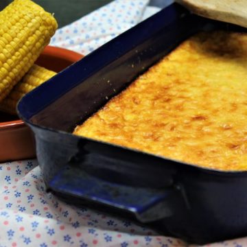 corn pudding in auflaufform