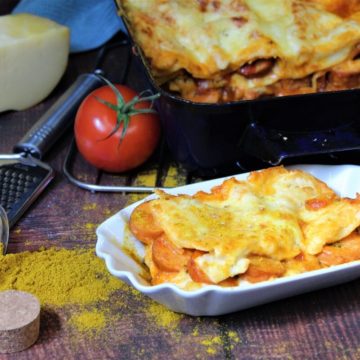 currywurst lasagne - rezept - die frau am grill