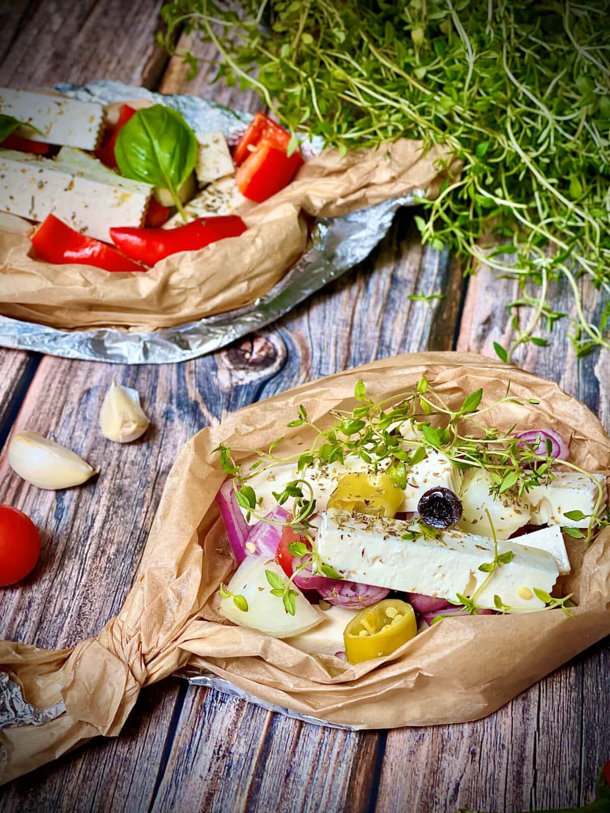 feta grillen aluschale