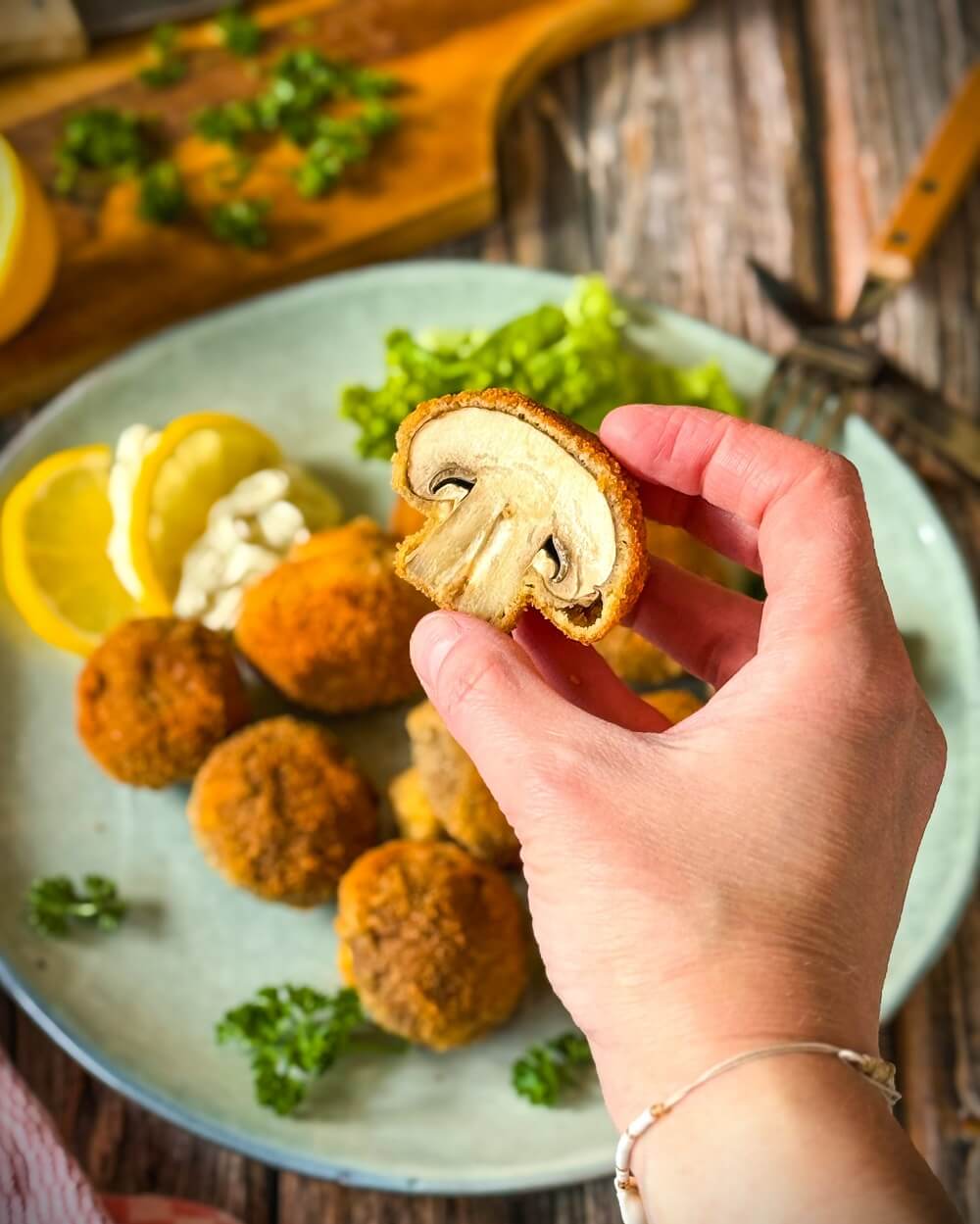 gebackene champignons