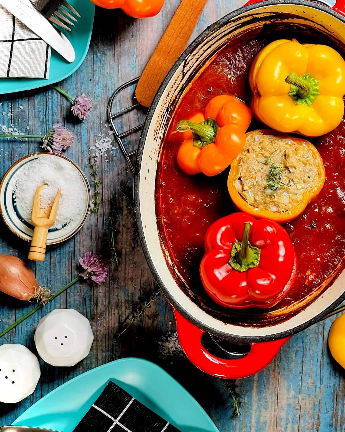 gefuellte paprika im braeter