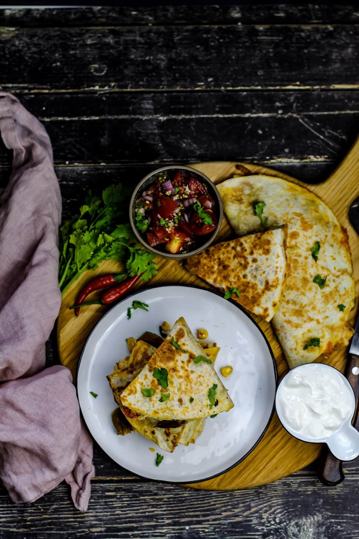 haehnchen quesadillas rezept - die frau am grill
