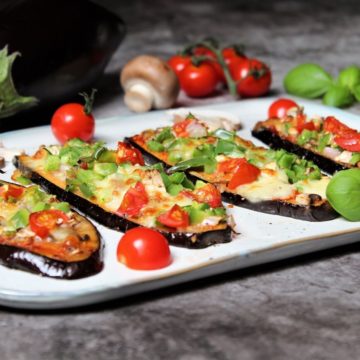 pizza mit auberginenboden