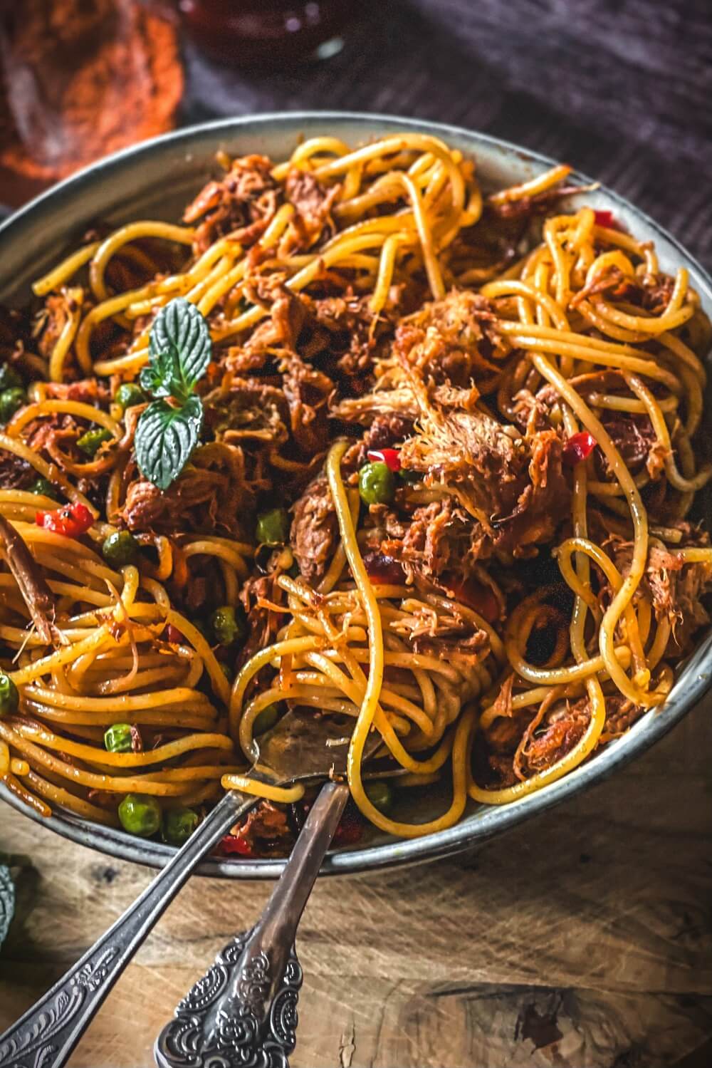 pulled pork spaghetti