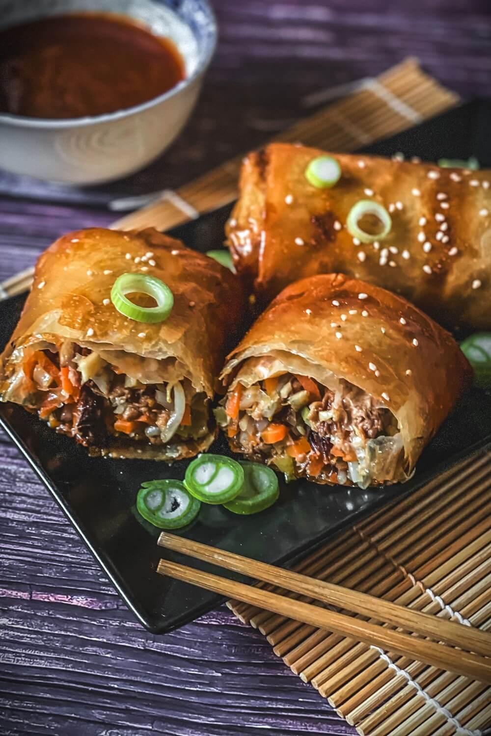 pulled pork spring rolls