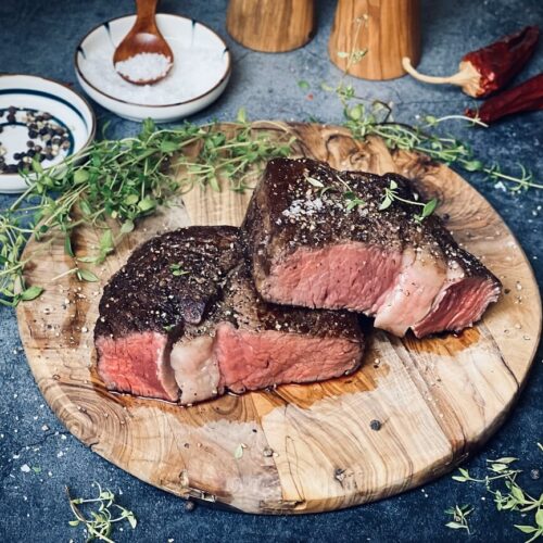 ribeye braten in pfanne