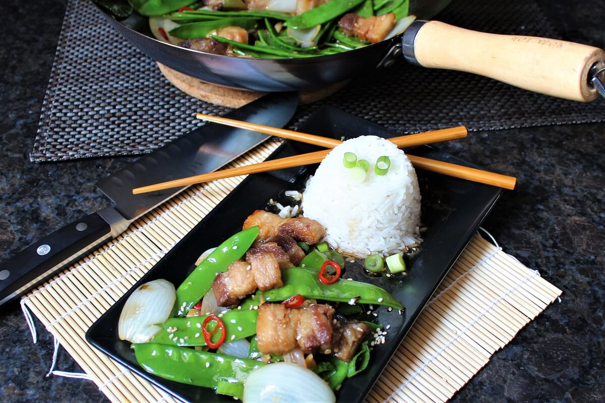Schweinebauch Asiatisch | schnelles Wokgericht