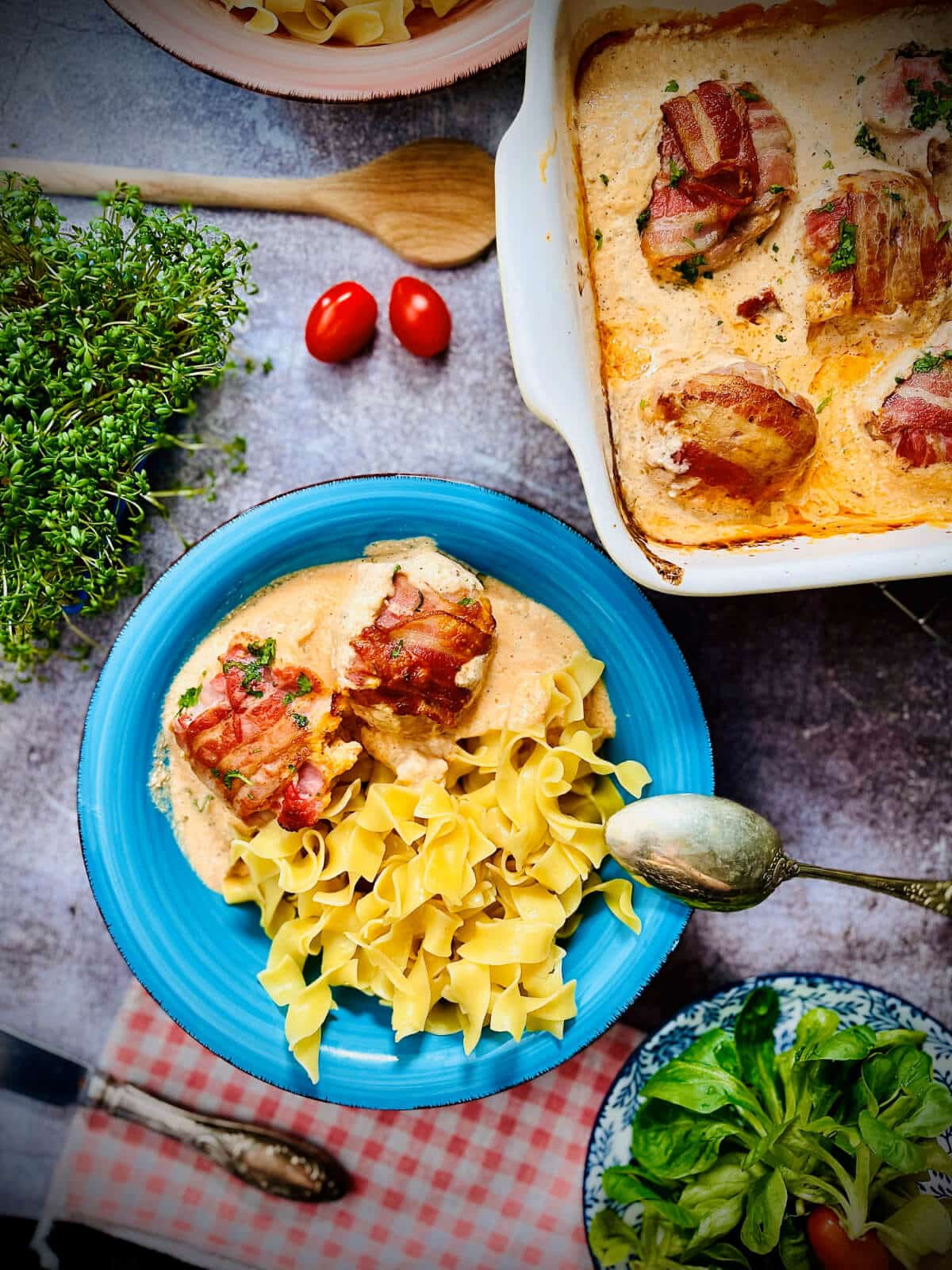 schweinefilet im speckmantel mit sosse