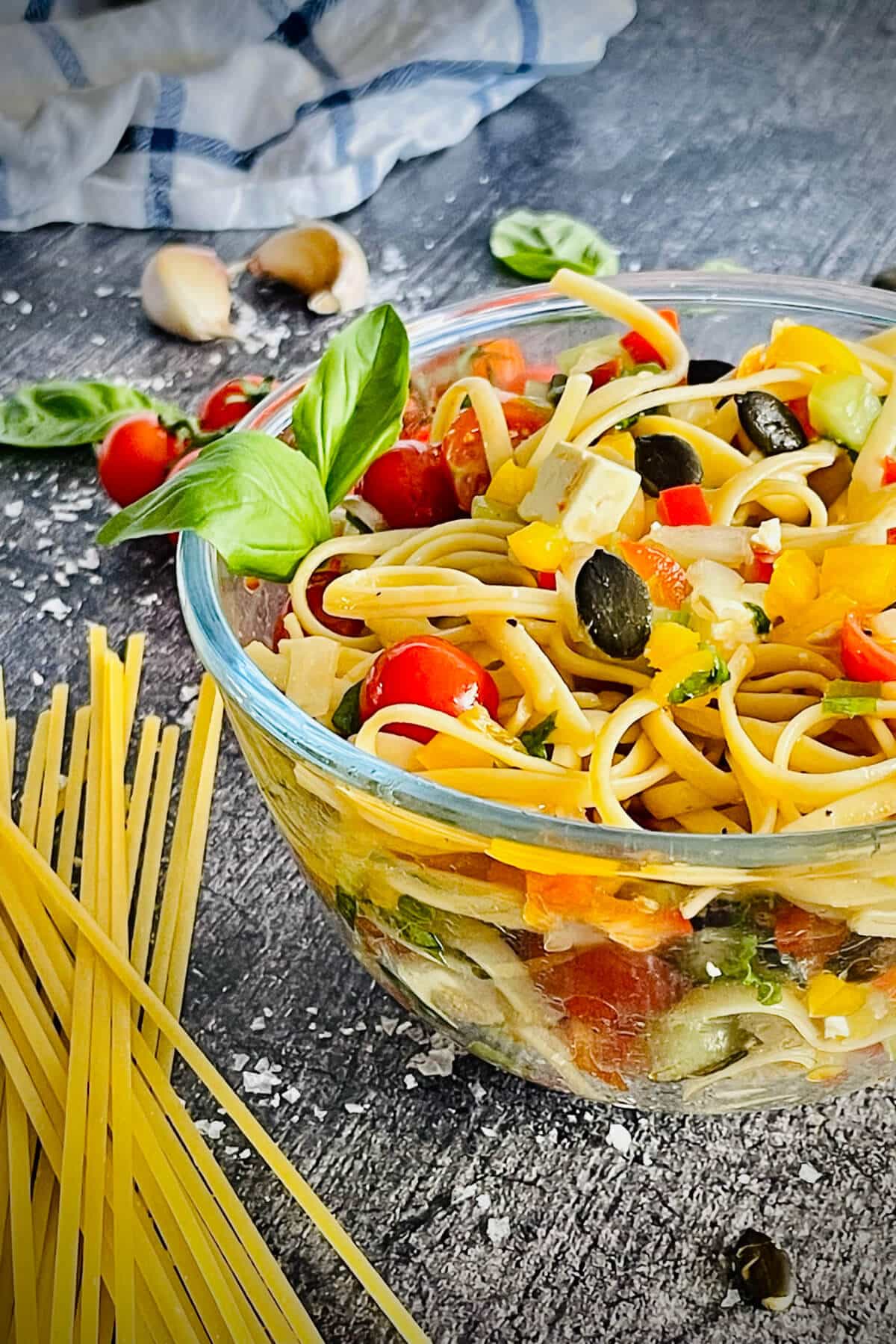 spaghettisalat mit knoblauch