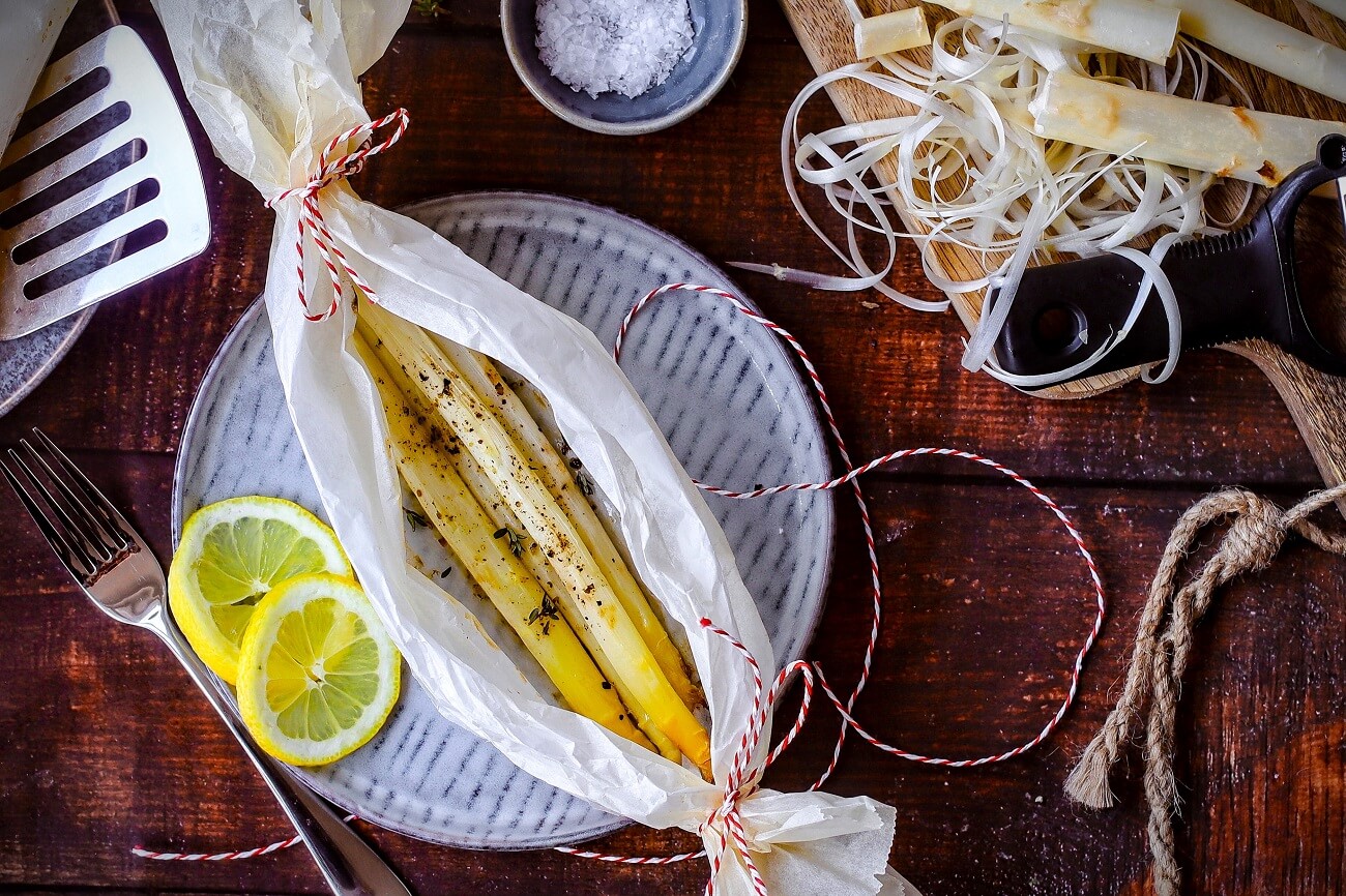 spargel im backpapier